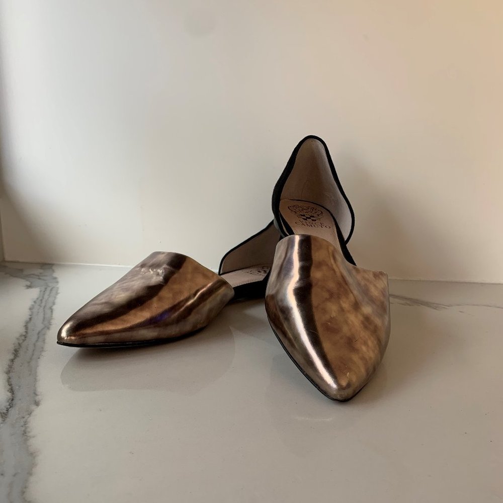 Vince Camuto Metallic Bronze Pointed-Toe Flats